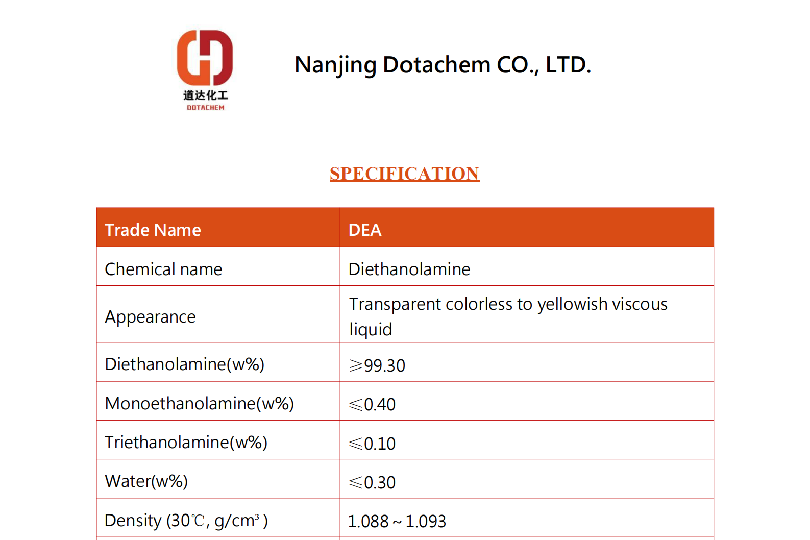 Dietanol-amin DEA-TDS-Dotachem